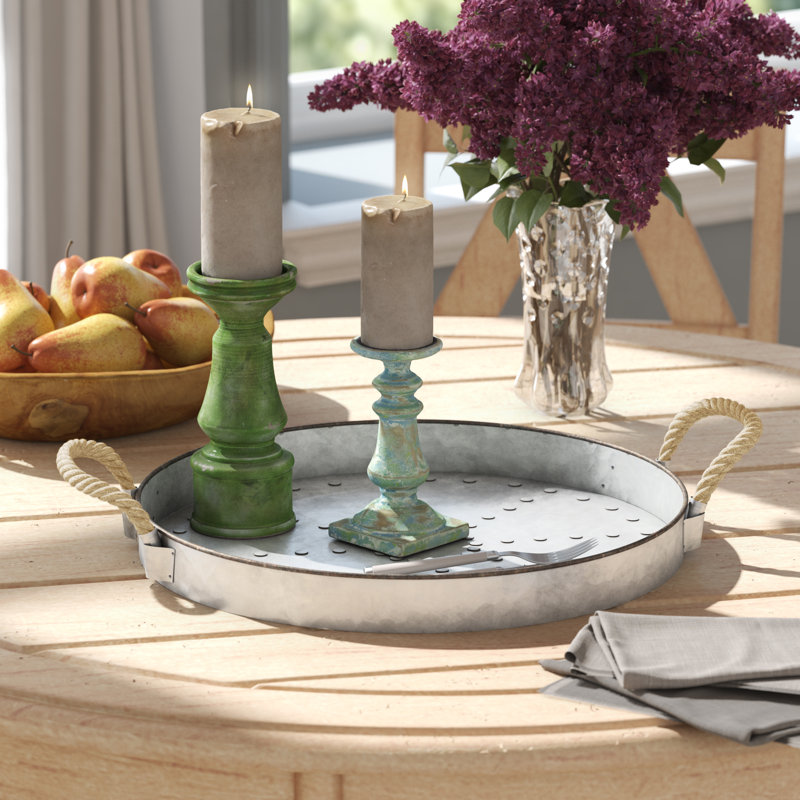 August Grove Galvanized Metal Serving Tray & Reviews Wayfair